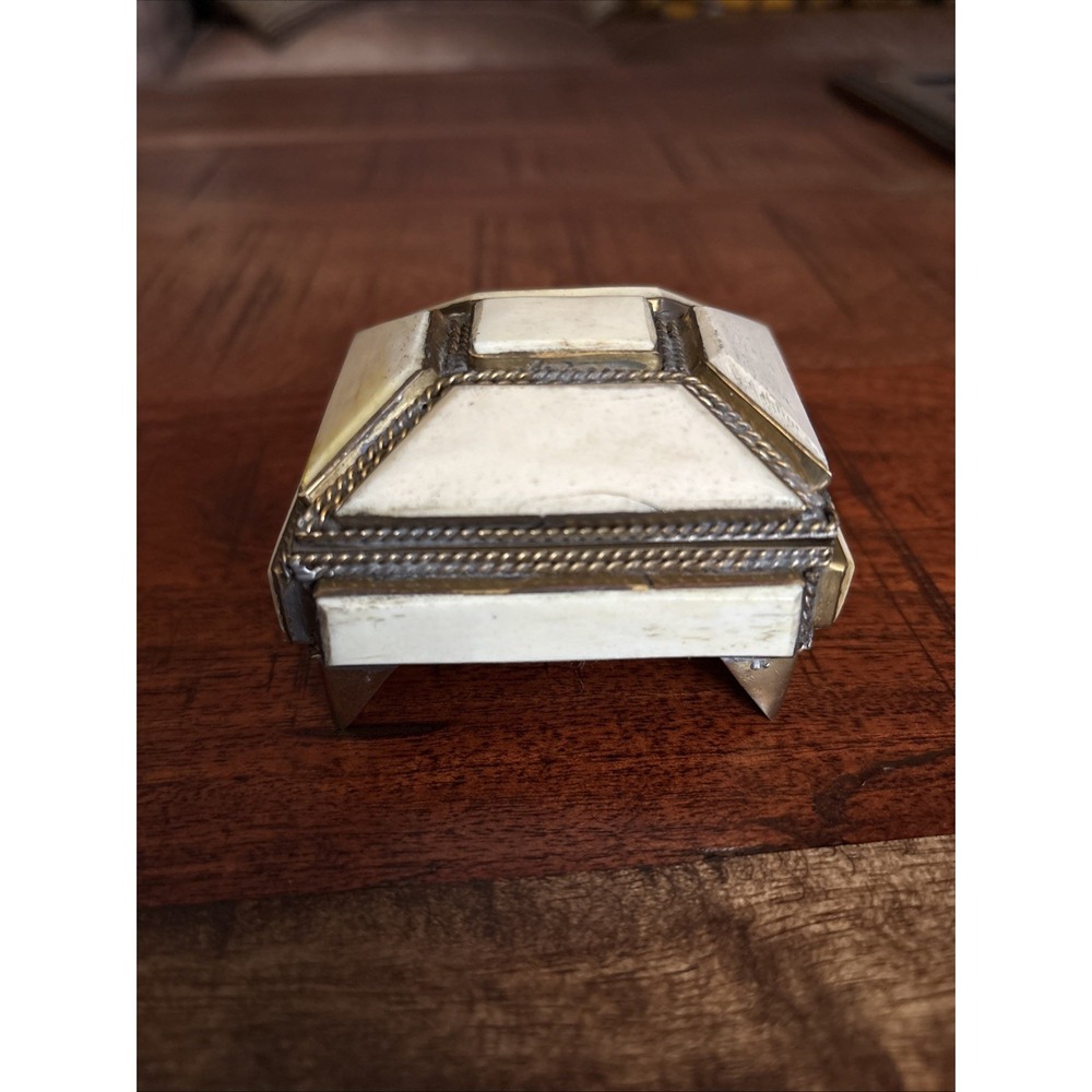 Small Moroccan Camel Bone Handcrafted Vintage Trinket Jewelry Box